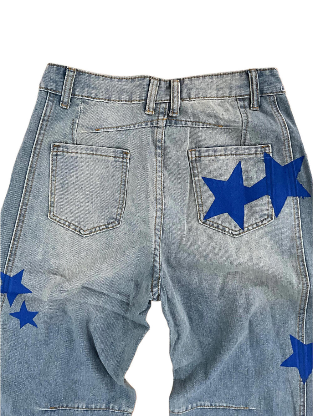 NWT BARREL Y2K SZ M Streetwear High Rise Slouchy Ankle Cropped Denim Star Jeans - Picture 4 of 7